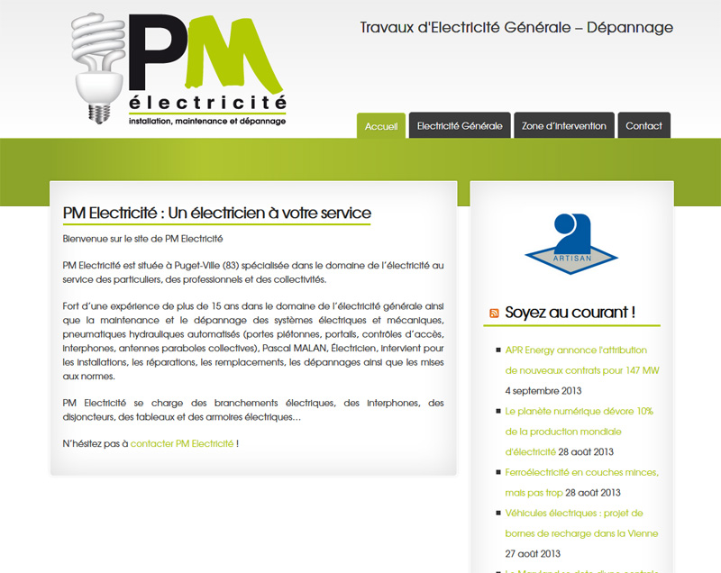 Création site internet pour l’entreprise PM Electricité à Puget-Ville (83)