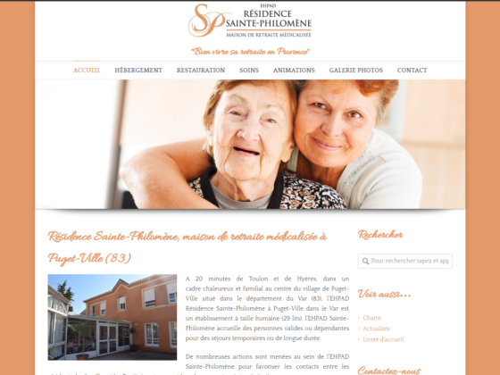 Refonte site internet Maison de retraite Sainte Philomène à Puget-Ville (83)