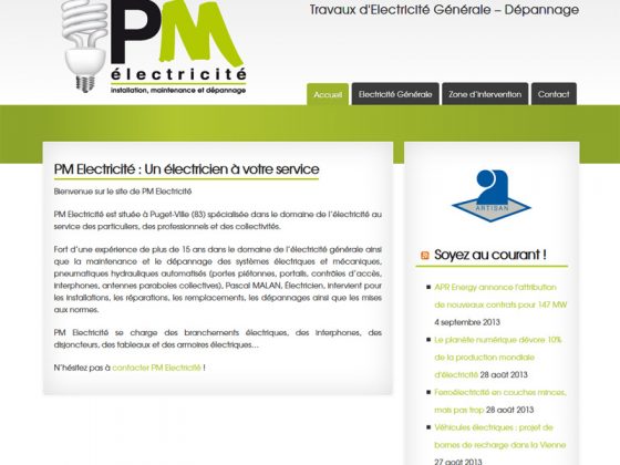 Création site internet pour l’entreprise PM Electricité à Puget-Ville (83)
