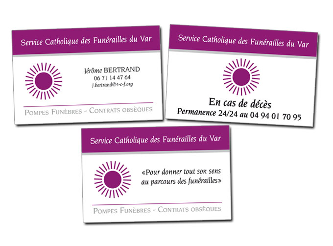 Réalisation Cartes de visite Service Catholique des Funérailles à Toulon (Var)