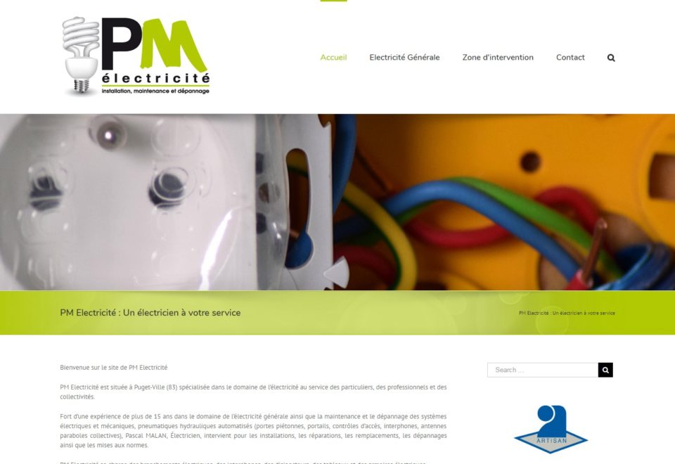 Refonte site internet pour l’entreprise PM Electricité à Puget-Ville (83)
